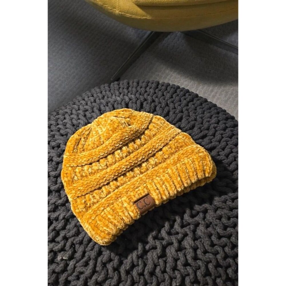 CC Exclusives chenille mustard beanie